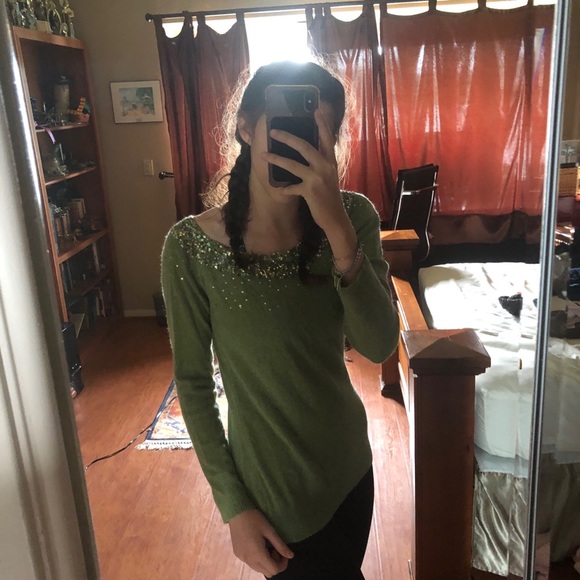 Vintage super soft green long sleeve sparkly top - Picture 3 of 8